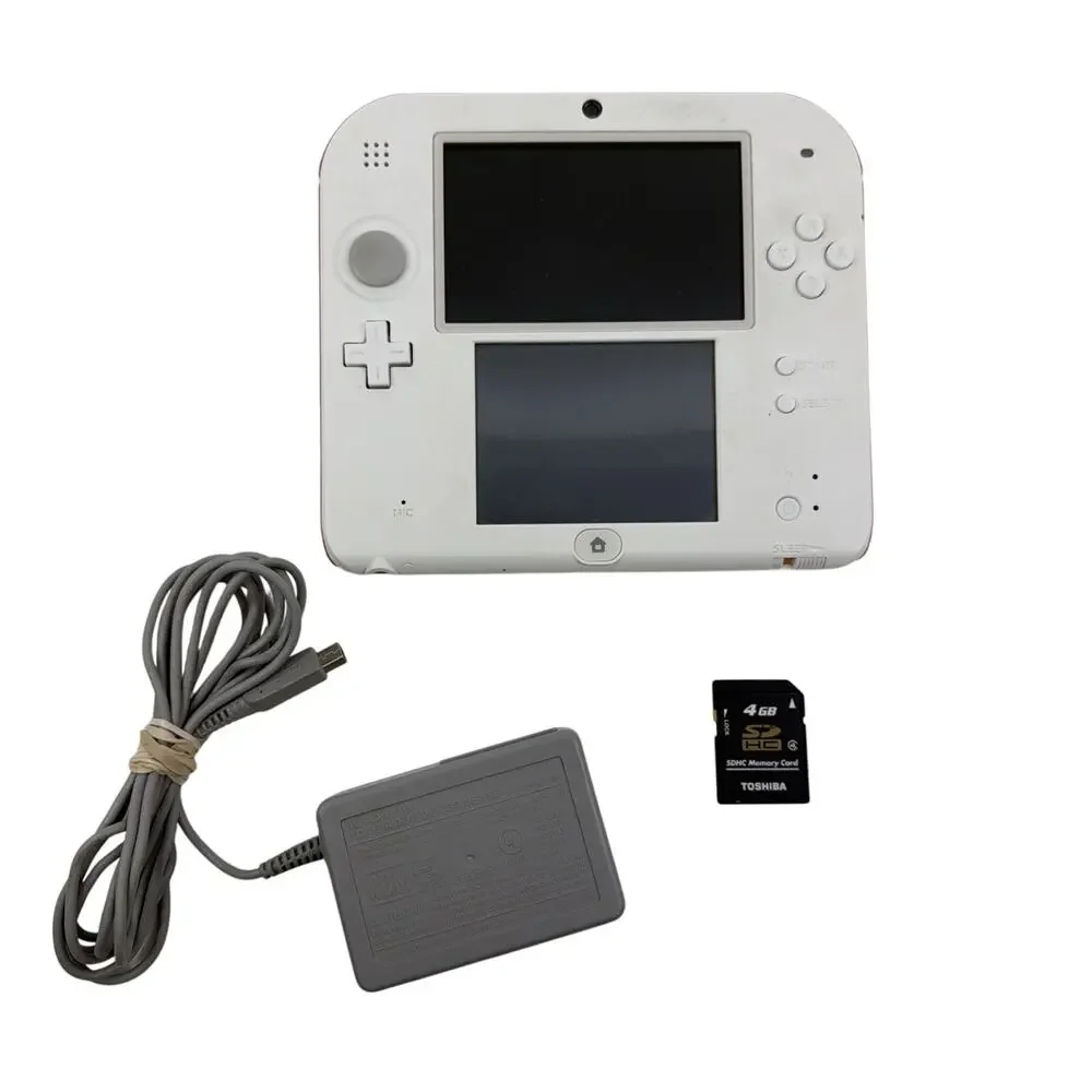 Nintendo 2DS Handheld Game Console FTR-001 White /Red w/ Charger